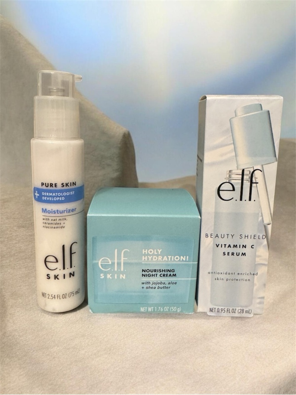 e.l.f. Skin Moisturizer + Night Cream + Vitamin C Bundle